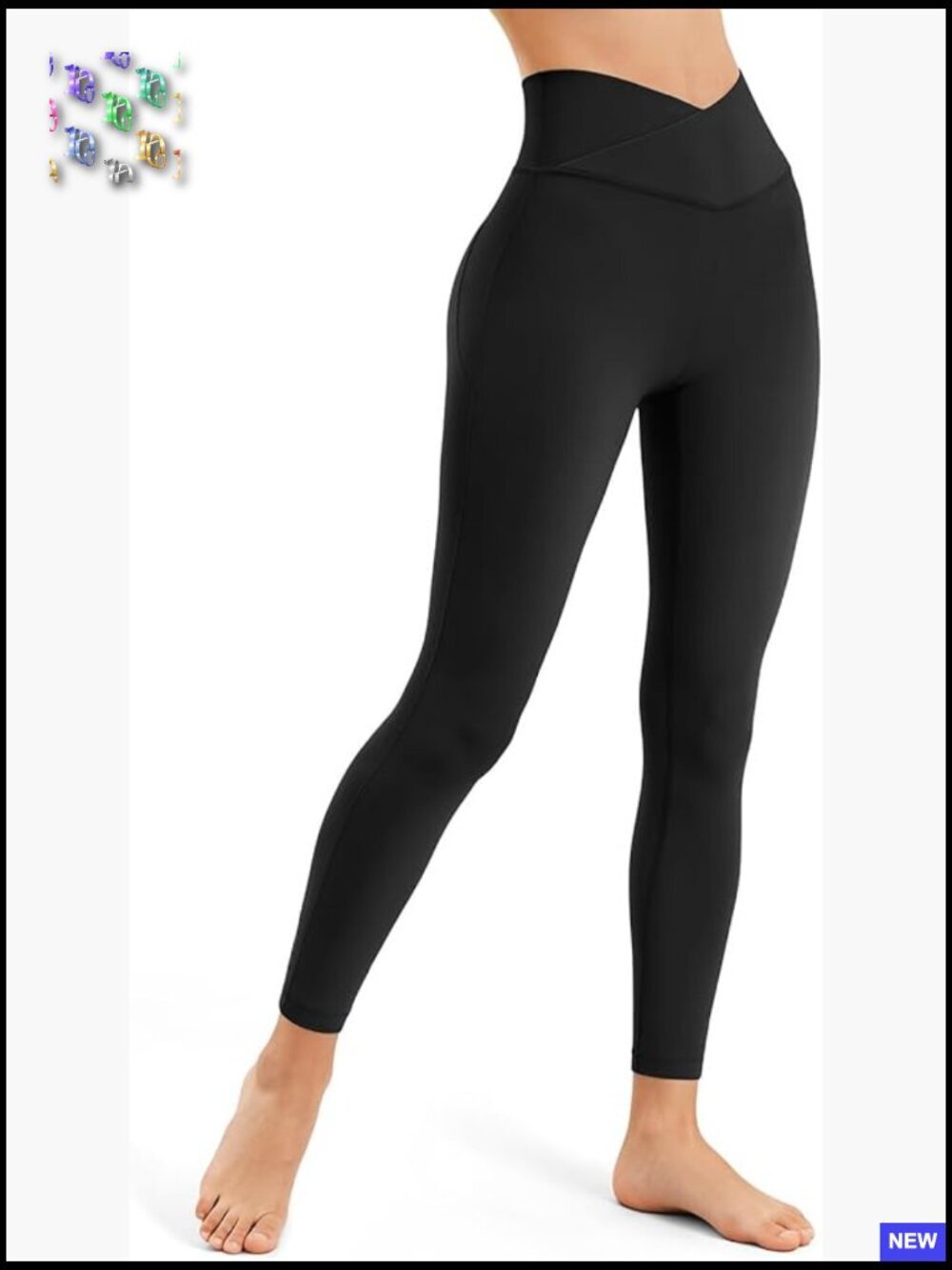 High Waist Crossover Leggings Butt Lift V Back Yoga Athletic Gym Pants